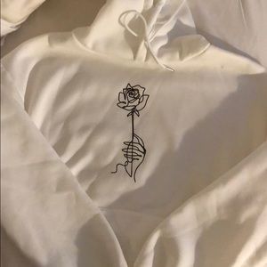 White hoodie with rose design